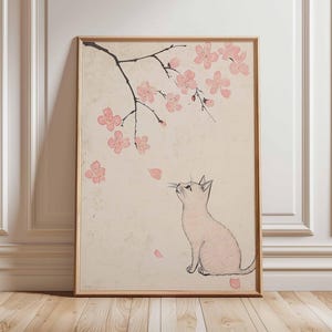 Japanese Cat Poster, Cat Print, Animal Art Print, Wall Art Decor, Vintage Art, Retro Art, Realist Art Print, Cat Lovers Gift, A1/A2/A3/A4