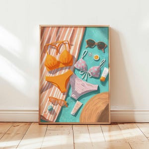 Bikini Poster, Swimwear Print, Beach Fashion Wall Art, Summer Style Poster, Poolside Decor, Bikini Illustration Print, Coastal Gift Art