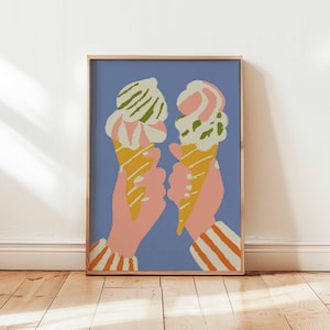 Icecream Poster, Dessert Wall Art, Summer Food Print, Colorful Kitchen Poster, Ice Cream Artwork, Posters And Prints For Home Decor