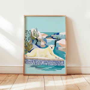 Polar Bear Poster, Wildlife Wall Art, Arctic Poster, Animal Poster, Nordic Nature Print, Bear Wall Decor, Arctic Wildlife Print