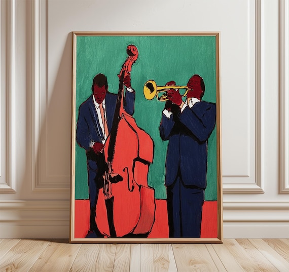 Jazz Musicians Poster, Modern Abstract Music Wall Art, Bold Color