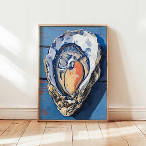 Oyster Poster, Seafood Print, Coastal Wall Art, Nautical Decor, Kitchen Food Poster, Oyster Illustration Print, Oyster Lover Gift