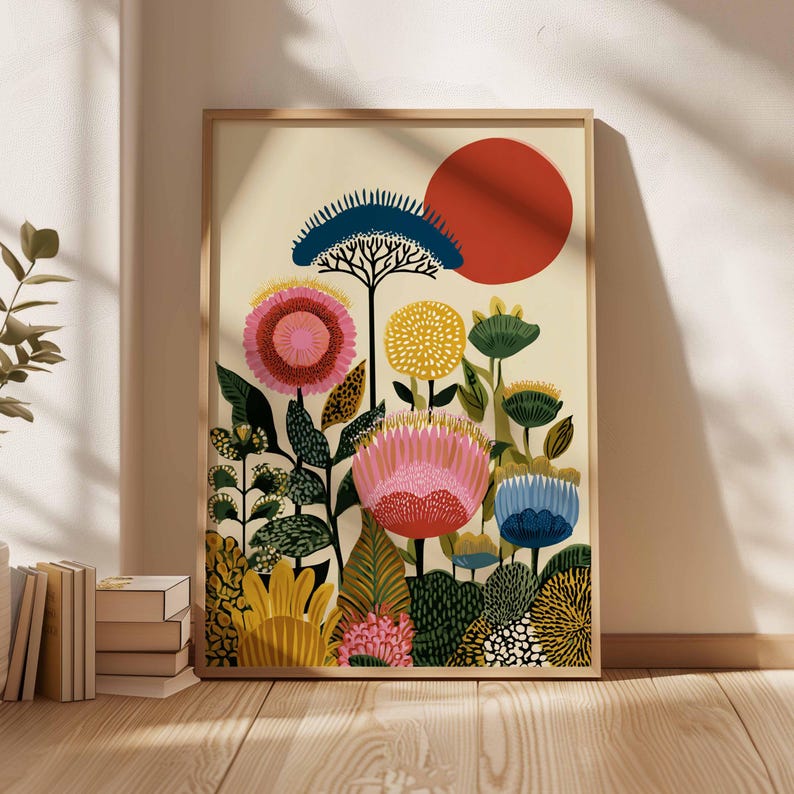 Colorful Botanical Wall Art Print, Modern Floral Poster, Vibrant Flower ...