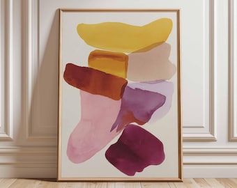 Abstract Wall Art | Modern Colorful Poster | Minimalist Watercolor Print | Contemporary Geometric Artwork