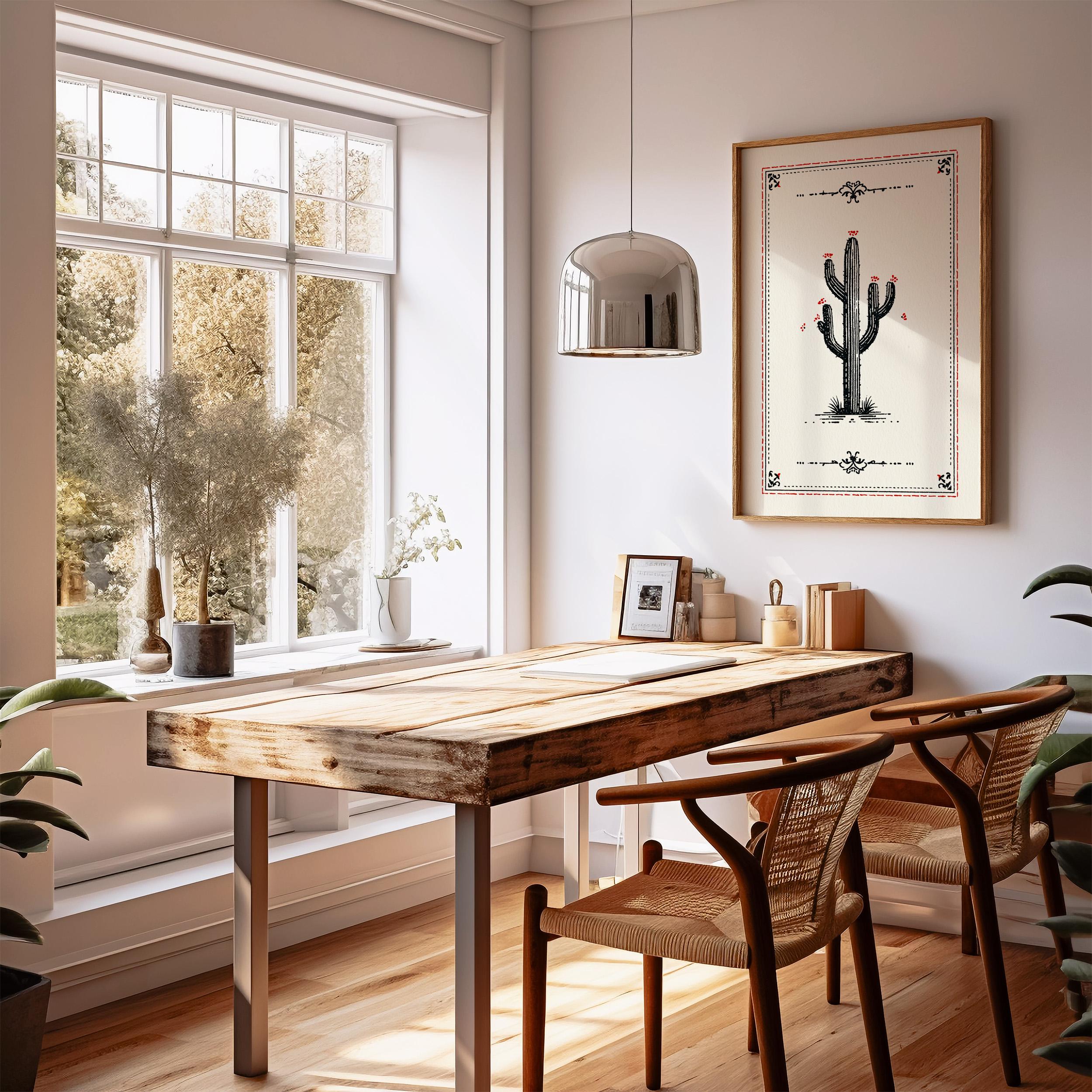 Saguaro Cactus Poster | Minimalist Botanical Wall Art Print | Desert ...