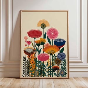 Colorful Botanical Wall Art Print, Modern Floral Poster, Vibrant Flower Artwork for Living Room or Bedroom Decor