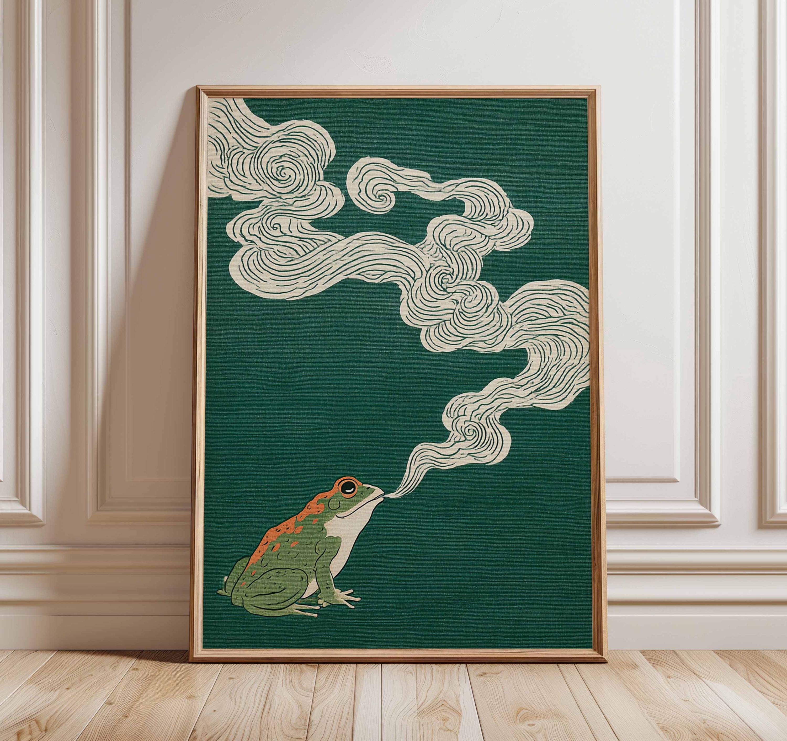 Japanese Frog Poster, Zen Smoke Print, Minimalist Wall Art - Etsy