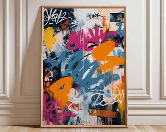 グラフィティキッズキャンバス絵画 - 都会のストリートアートの壁装飾