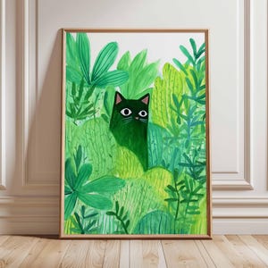 Botanical Cat Poster, Cat Art Print, Animal Art Print, Wall Art Decor, Vintage Art, Retro Art, Cat Lovers Gift, A1/A2/A3/A4