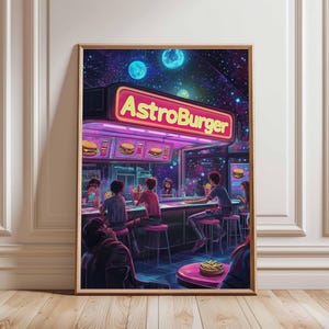 Póster retro de ciencia ficción, decoración cósmica surrealista de los años 70, póster espacial futurista, impresión de paisaje vintage, obra de arte espacial para dormitorio y sala de estar.