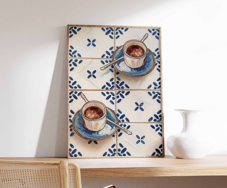 Coffee Poster, Italian Food Print, Kitchen Decor, Retro Coffee Art