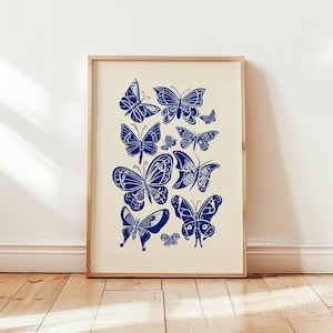 Blue Butterfly Poster, Biology Poster, Butterfly Wall Art, Nature Print, Insect Poster, Science Print, Blue Insect Decor, Entomology Poster