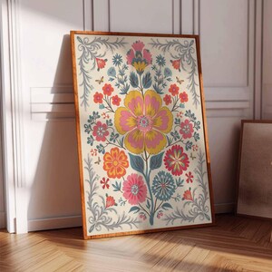 Vintage mexikanische Poster, mexikanische Drucke, mexikanische Dekoration, traditionelles lateinisches Dekor, Blumendruck, Botanische Wandkunst, Tropischer Druck, lateinische Kunst
