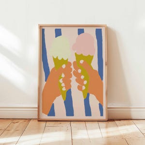 Icecream Poster, Dessert Wall Art, Summer Food Print, Colorful Kitchen Poster, Ice Cream Artwork, Posters And Prints For Home Decor