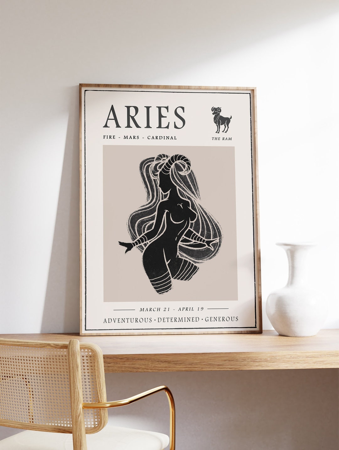 Star Sign Poster, Aries Star Sign Print, Birthday Gift, Zodiac