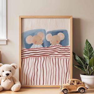 Whimsical Mouse Nursery Poster, Cute Animal Print, Kids Bedroom Decor, Baby Shower Gift Illustration
