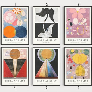 Hilma Af Klint Poster Sets, Hilma Klint Print, Abstract Psychedelic Art, Graphical Print, Hilma Klint Art Poster, Gift, A1/A2/A3/A4