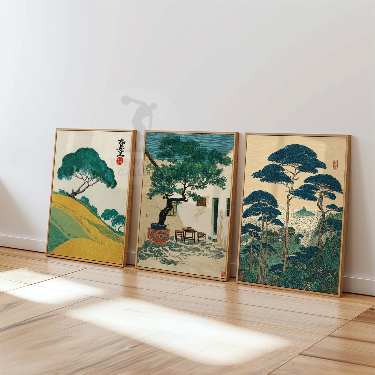 Japanese Tree Poster Set | Vintage Landscape Wall Art | Botanical ...