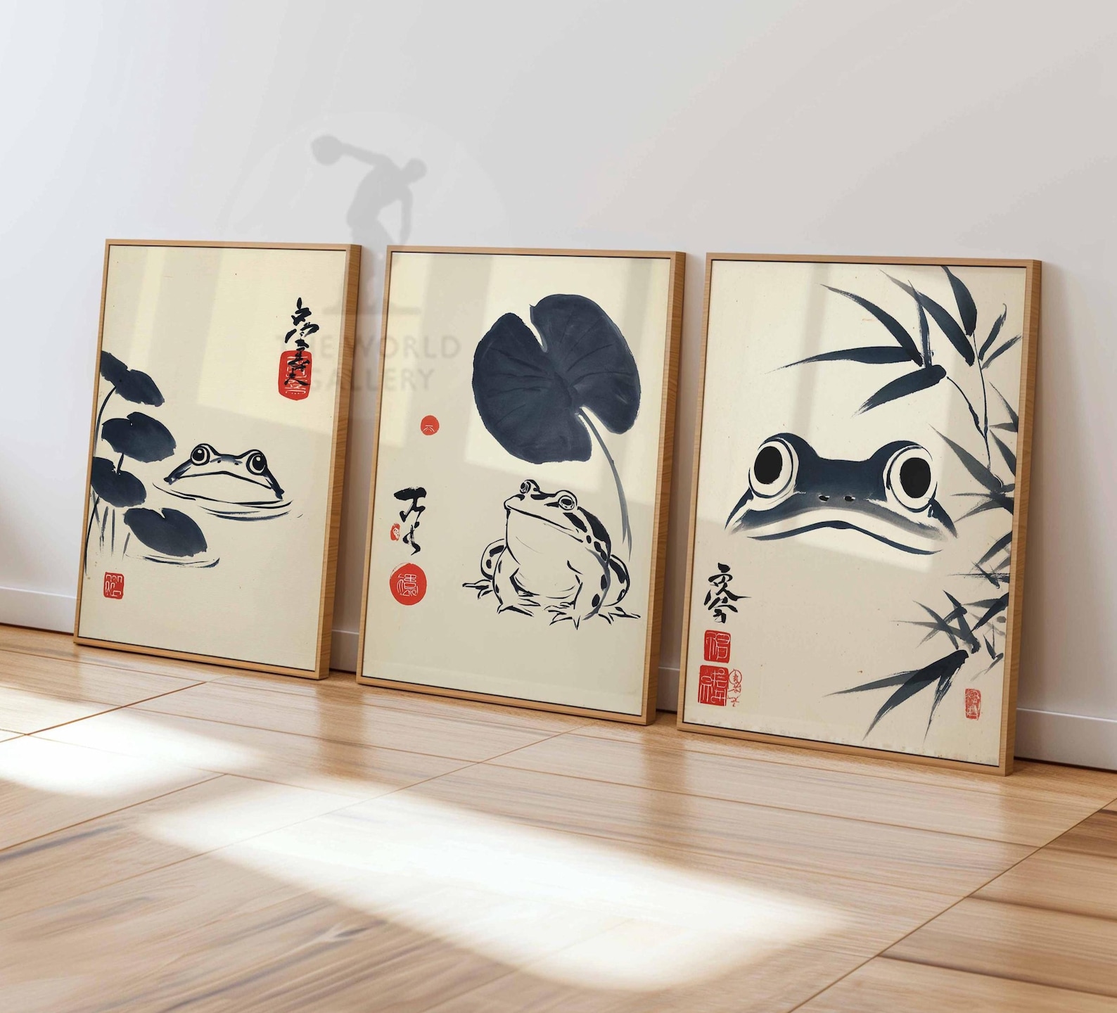 Japanese Ink Frog Print Set, Zen Wall Art, Oriental Illustration - Etsy
