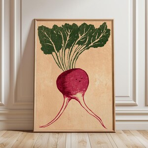 Cute Turnip Print | Linocut Vegetable Wall Art | Quirky Botanical Poster