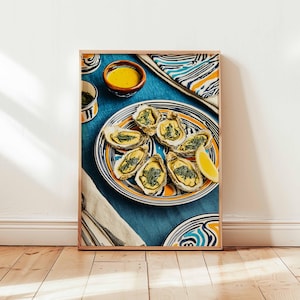 Oyster Poster, Seafood Print, Coastal Wall Art, Nautical Decor, Kitchen Food Poster, Oyster Illustration Print, Oyster Lover Gift