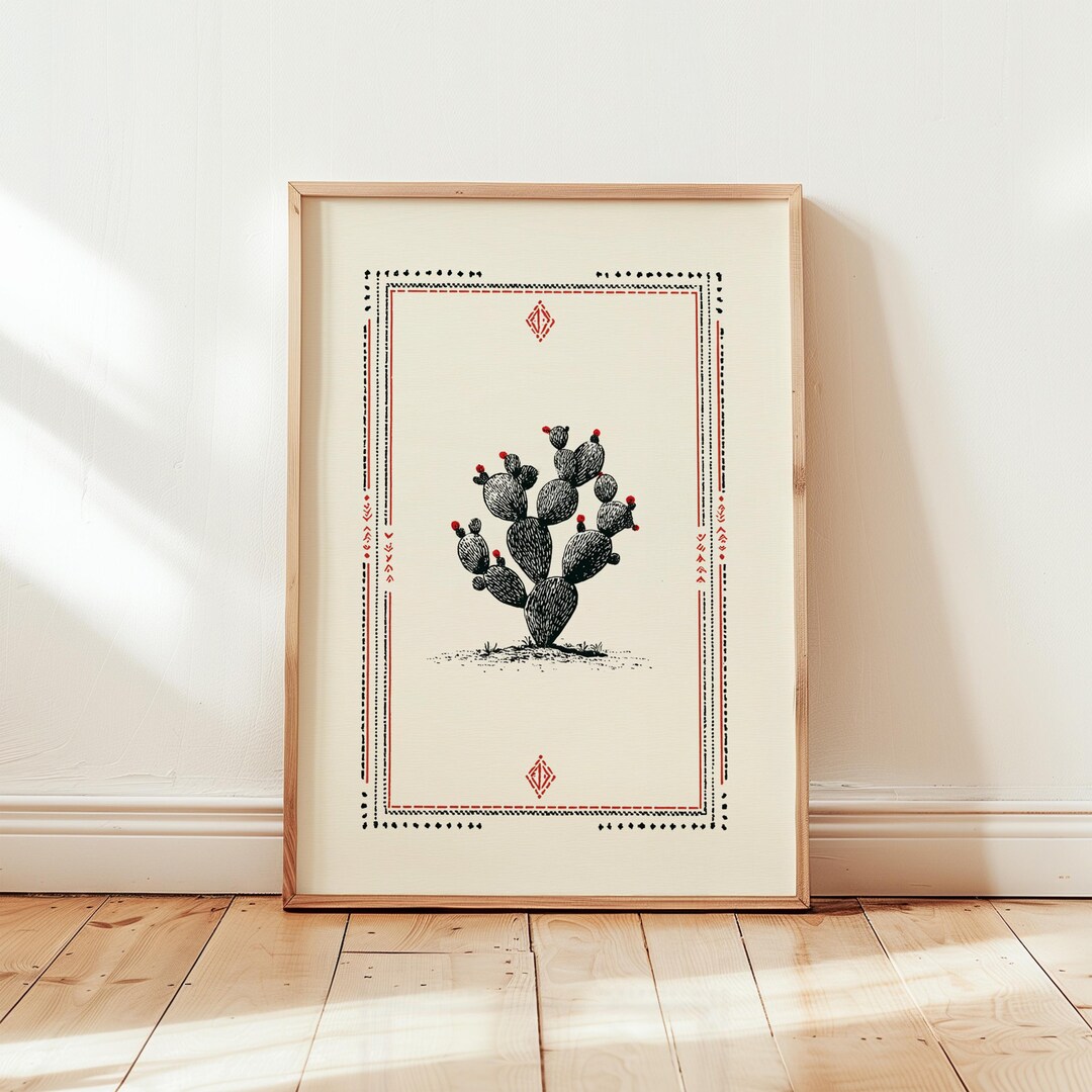 Prickly Pear Cactus Poster | Minimalist Botanical Wall Art Print ...