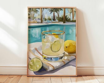Póster con receta de margarita, decoración de pared para bar mexicano