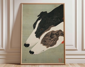 Vintage Greyhound Poster, Retro Dog Wall Art, Animal Illustration