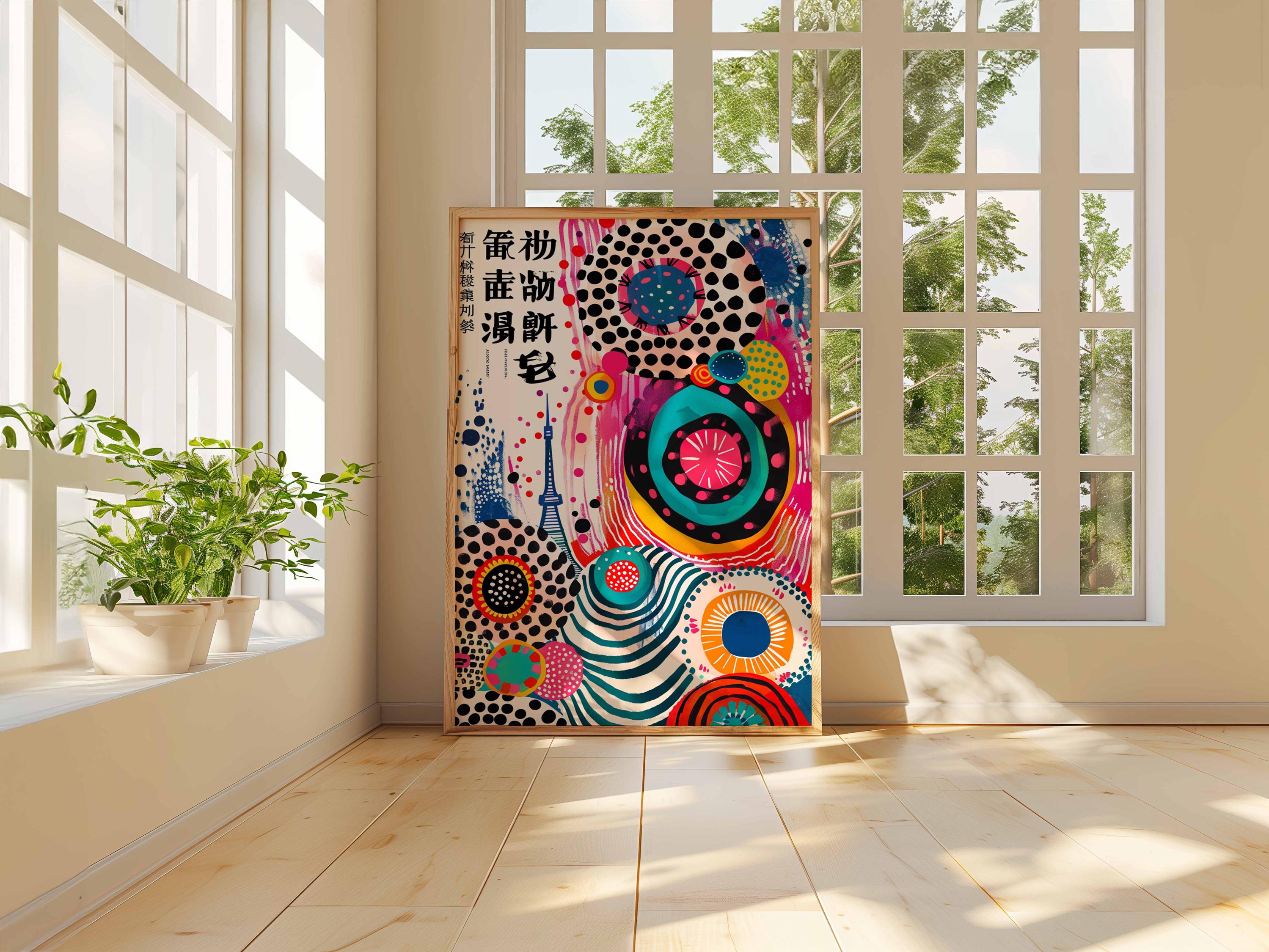 Japanese Pop Art Poster, Mid Century Modern Circles Print - Etsy