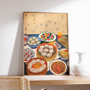 Chinese Food Poster, Asian Food Print, Oriental Decor, Dinner Table Food Print, Kitchen Poster, Kitchen Decor, Food Poster, Asian Gift