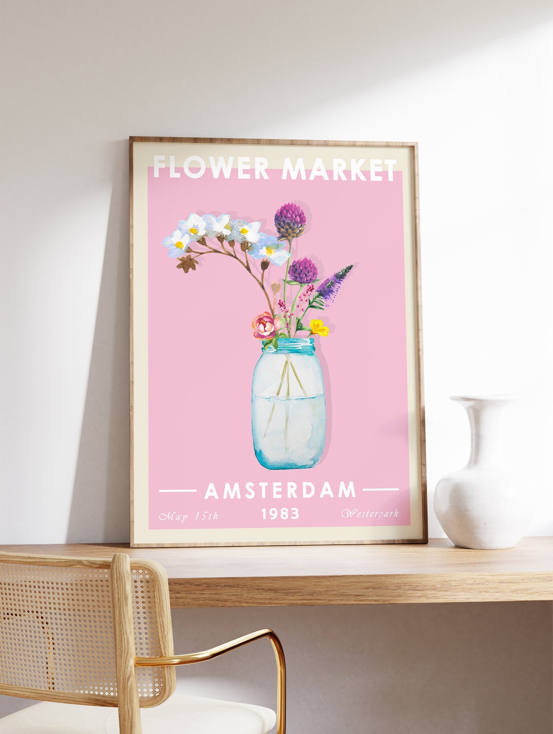 Flower Market Amsterdam Netherlands Poster Flower Market Art - Etsy