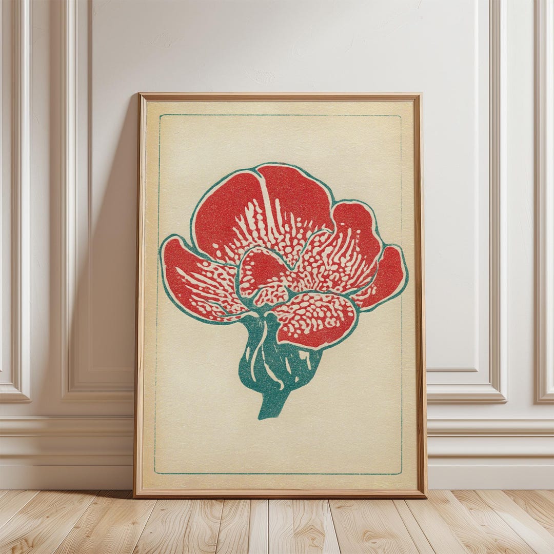 Red Rafflesia Flower Poster | Vintage Botanical Illustration | Minimal ...