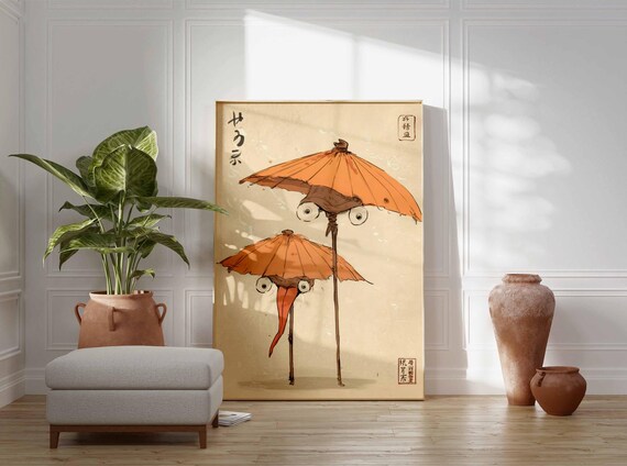 Japanese Yokai Wall Art Print, Karakasa Obake Umbrella Ghost