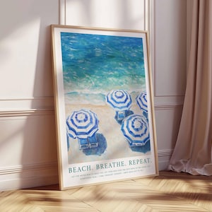 Beach Wall Art, Coastal Decor, Ocean Print, Blue Wall Art, Swimming in Ocean Print, Summer Poster, Beach House Decor, Minimalist Wall Art
