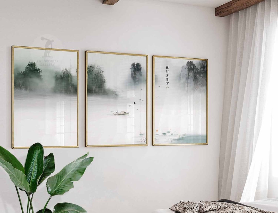 Japanese Wall Art Set of 3 Posters, Japanese Wall Print, Floral Print ...