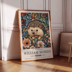 William Morris-egelprint, poster met botanische bloemen en dieren