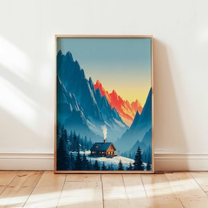 Chamonix Poster, France Print, Mountain Wall Art, Alps Travel Poster, Ski Resort Decor, Winter Landscape Poster, Vintage Chamonix Prints