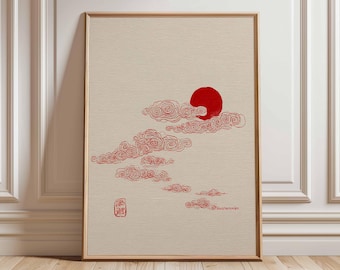 川瀬巴水作「二宮海岸の春月」日本美術版画、木版画、ジクレー、版画