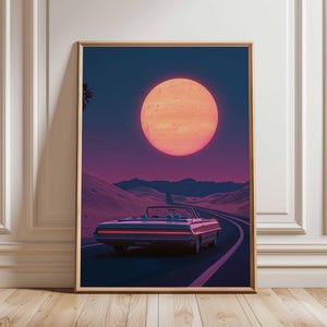 Póster retro de ciencia ficción, decoración cósmica surrealista de los años 70, póster espacial futurista, impresión de paisaje vintage, obra de arte espacial para dormitorio y sala de estar.