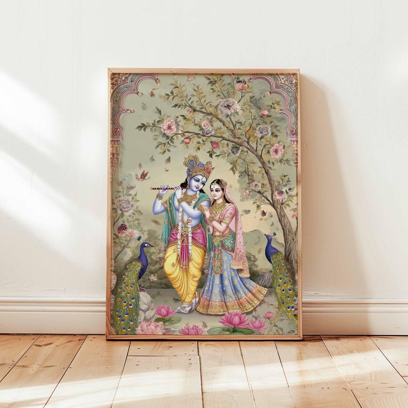 Pichwai Art Poster, Sacred Krishna Print, Indian Temple Decor - Etsy