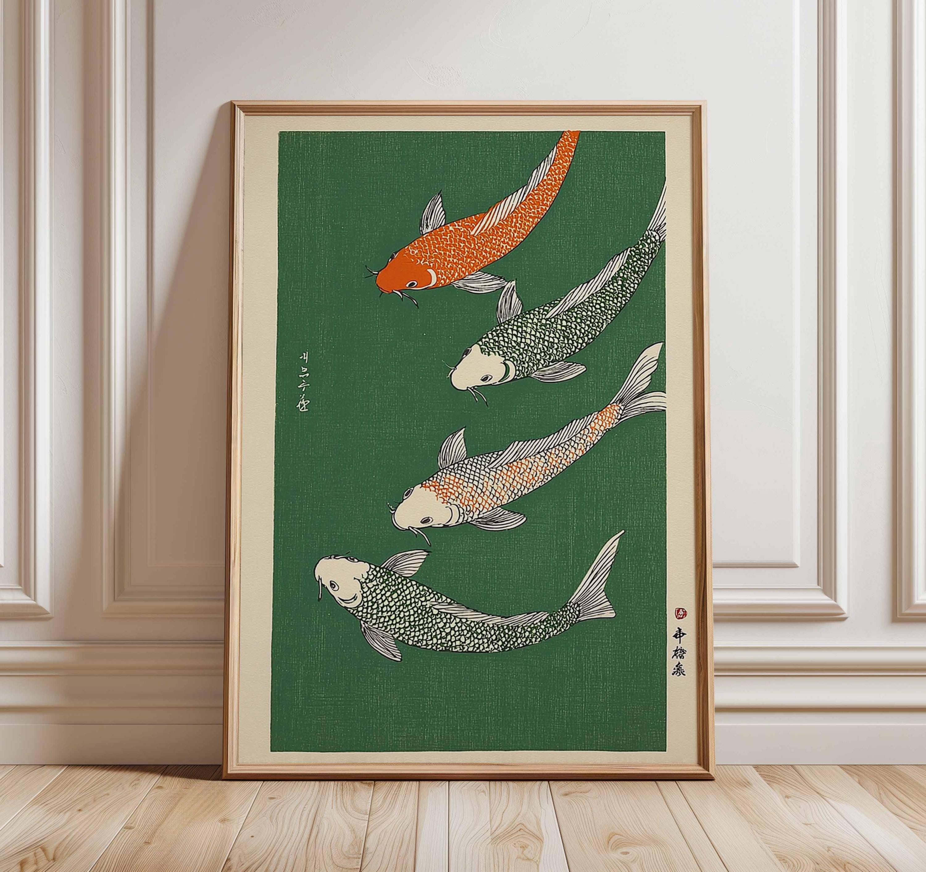 Japanese Koi Fish Poster, Minimalist Wall Art Print, Zen Nature Artwork ...
