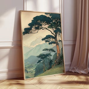 Vintage Japanese Forest Poster, Tranquil Mountain Landscape Wall Art ...