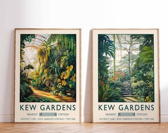 Pôsteres botânicos dos Jardins Botânicos de Kew, gravuras florais de William Morris, conjunto de 2