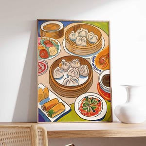 Chinese Food Poster, Asian Food Print, Oriental Decor, Dinner Table Food Print, Kitchen Poster, Kitchen Decor, Food Poster, Asian Gift