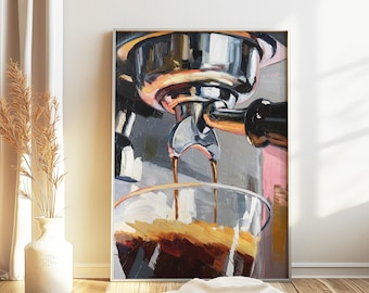 Italian Espresso Coffee Poster, Retro Kitchen Art