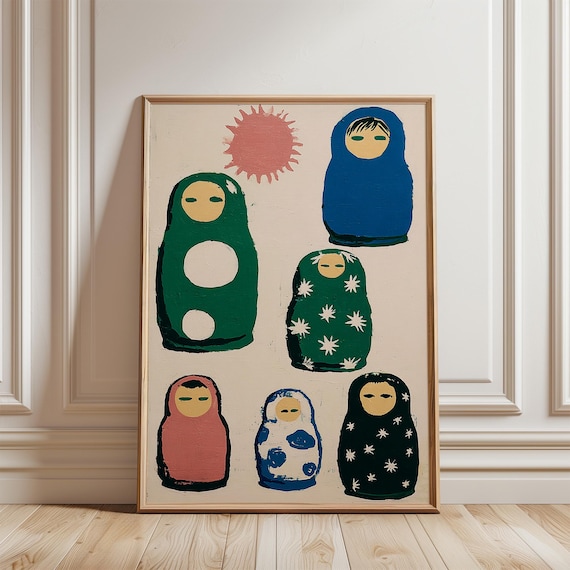 Matryoshka Doll Poster | Folk Art Illustration | Modern Russian