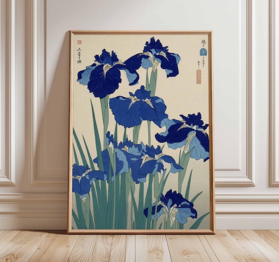 レジンアート(Okinawa Blue・Flower type・480) Ukiyo-e Japanese Iris Art Print, Vintage Floral Poster - Etsy