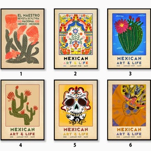 Mexican Poster Sets, Mexican Wall Art Decor, Floral Wall Print, Mexican Home Decor, Latin American Posters, Gift Idea, A1/A2/A3/A4