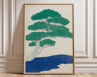 Japanese Bonsai Tree Print, Vintage Botanical Oriental Wall Art