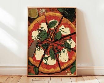 Italian Pizza Art Print, Kitchen Foodie Decor